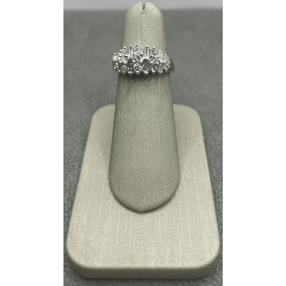 10K Two-tone Baguette & Round Diamonds Arch Ring (21927)